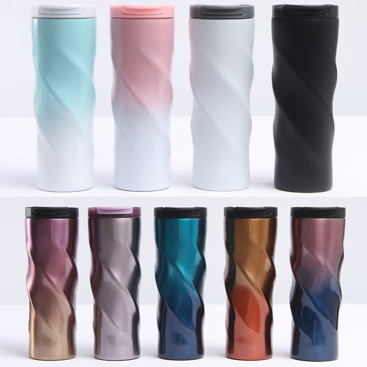 Stainless Steel Thread Insulation Cup in blue with a creative alien design, showcasing its sleek and modern appearance.