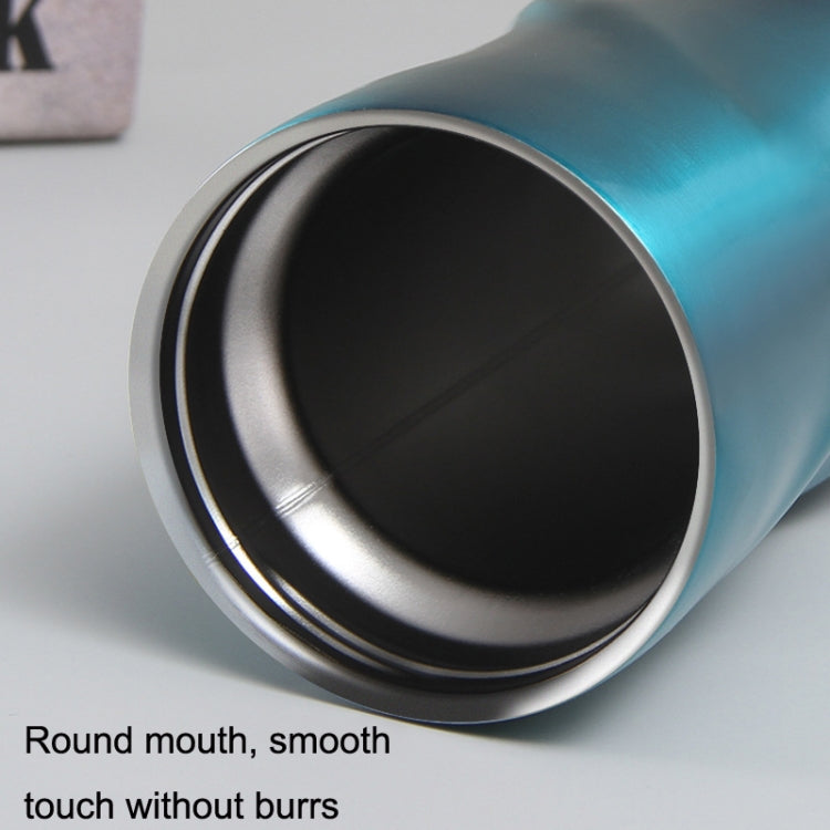 Stainless Steel Thread Insulation Cup in blue with a creative alien design, showcasing its sleek and modern appearance.