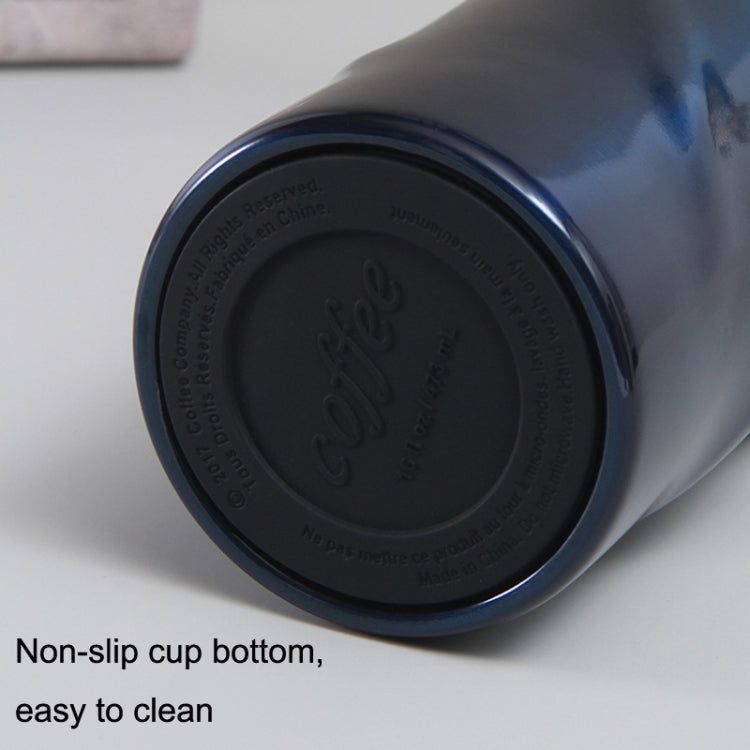 Stainless Steel Thread Insulation Cup in blue with a creative alien design, showcasing its sleek and modern appearance.