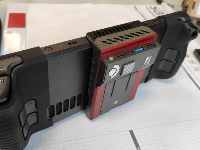 Steam Deck POWERpACK 'Lensbump' Printed Parts kit showcasing durable PLA components for extended gaming.