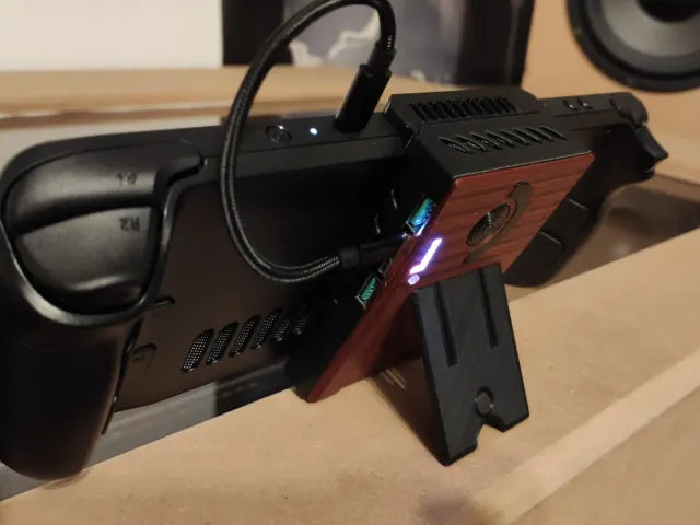 Steam Deck POWERpACK slim LIPO Printed Parts kit showcasing printed components for extended gaming playtime.