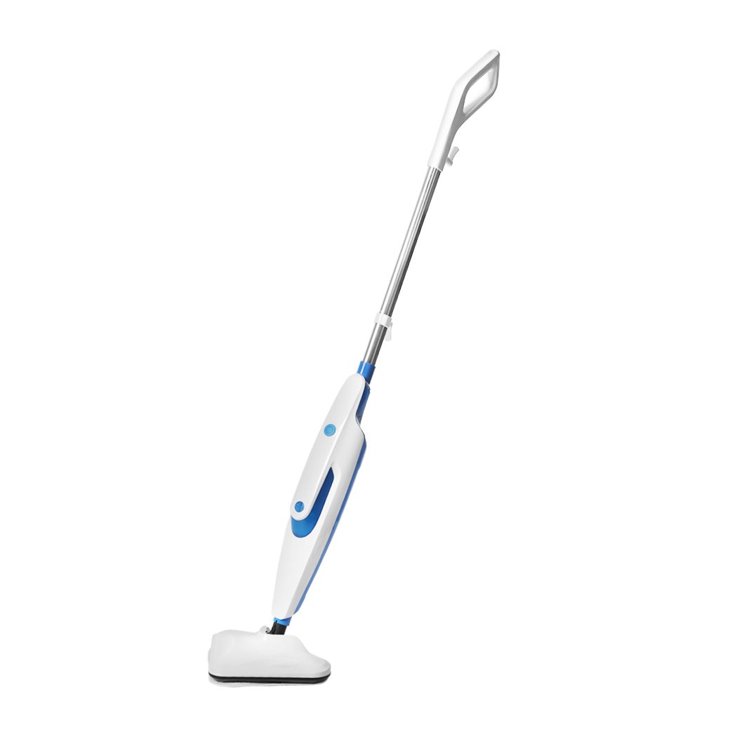 Steam Mop Handheld Cleaner in blue color, showcasing its sleek design and 90-degree rotating triangle head, ideal for cleaning carpets and floors.