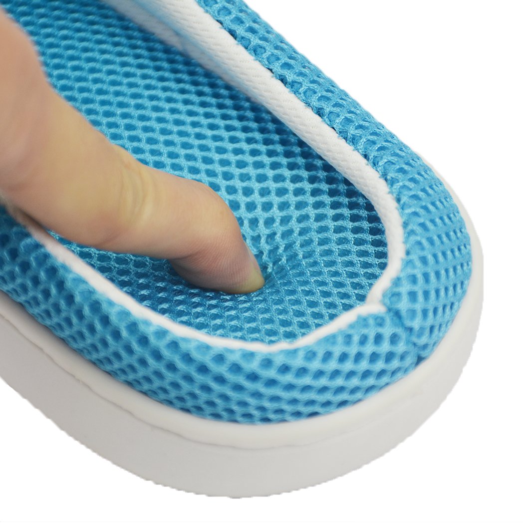 A pair of blue Summer Bamboo Cooling Gel Slippers designed for men and women, featuring a lightweight and anti-skid sole for comfort and style.