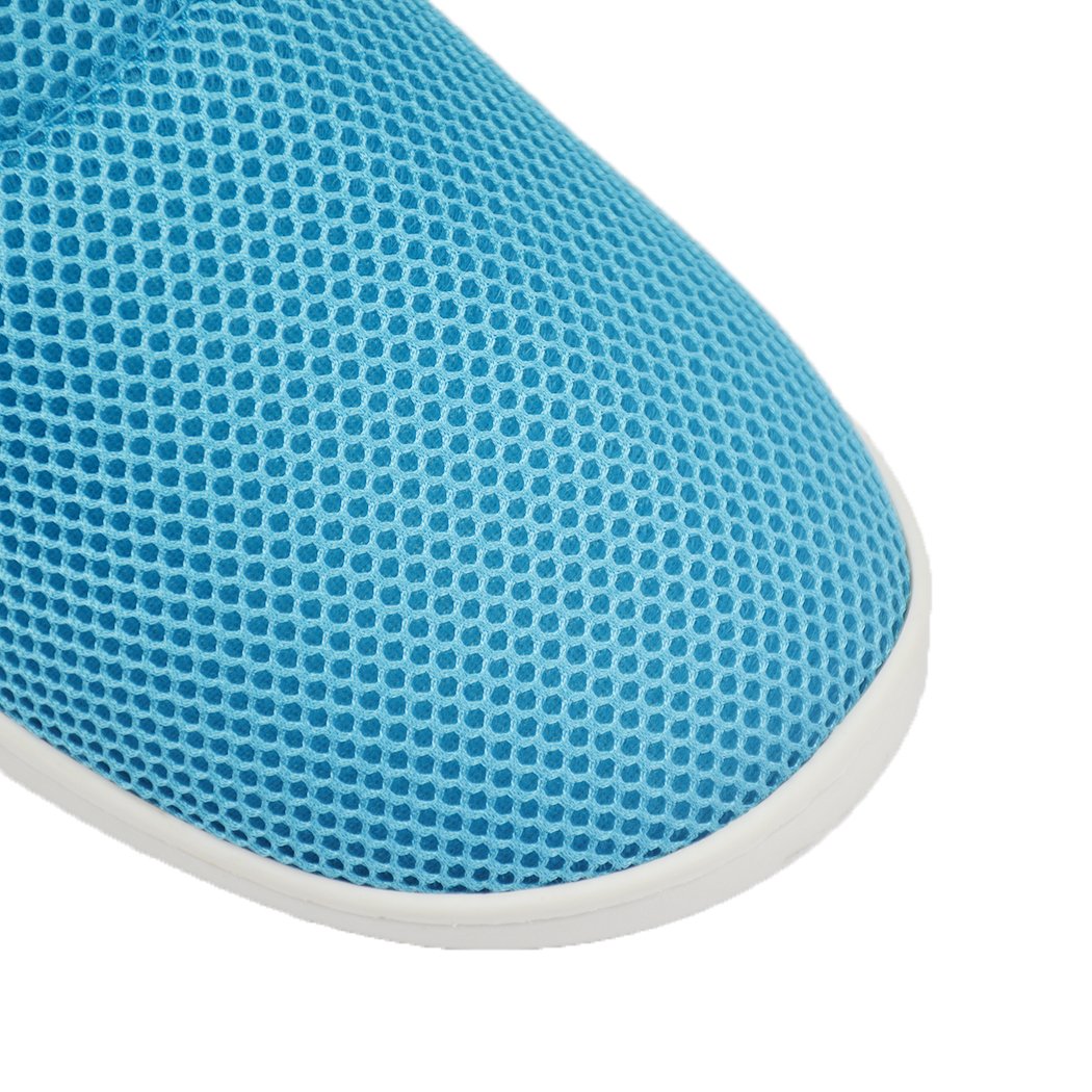A pair of blue Summer Bamboo Cooling Gel Slippers designed for men and women, featuring a lightweight and anti-skid sole for comfort and style.