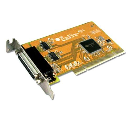 SUNIX MIO5079AL Multi-I/O Board with 2 RS-232 ports and 1 Parallel port, designed for Universal PCI Low Profile installation.