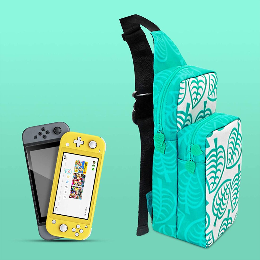A stylish and durable travel bag case for Nintendo Switch, featuring compartments for console, Joy-Con controllers, and accessories, with a comfortable shoulder strap.