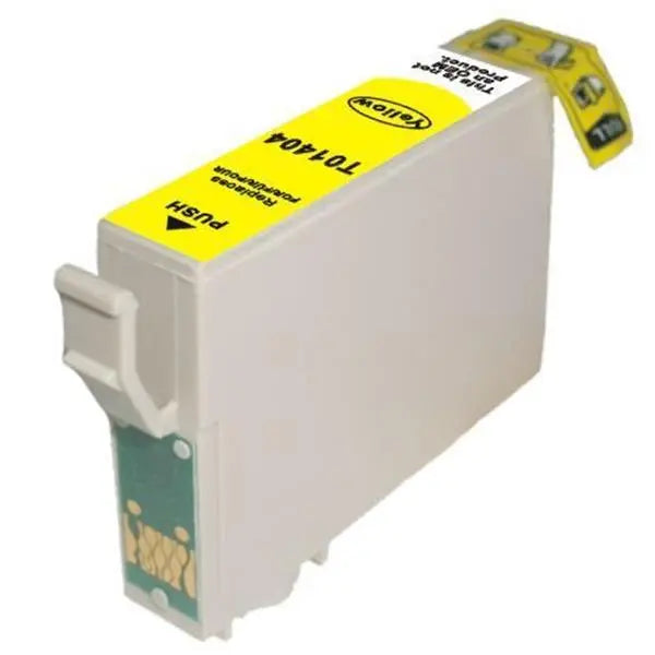 T1404 Yellow Compatible Inkjet Cartridge showcasing vibrant yellow ink and quality design.