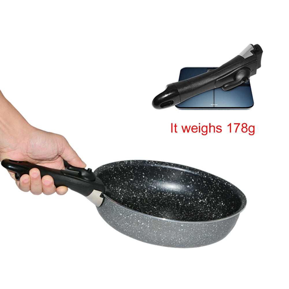 Ergonomic detachable replacement clip hand grip for pots and pans, showcasing its sleek black design and durable material.