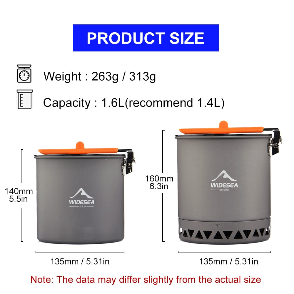 A lightweight 1.6L camping pot made of durable aluminium alloy, perfect for outdoor cooking during hiking and picnics.