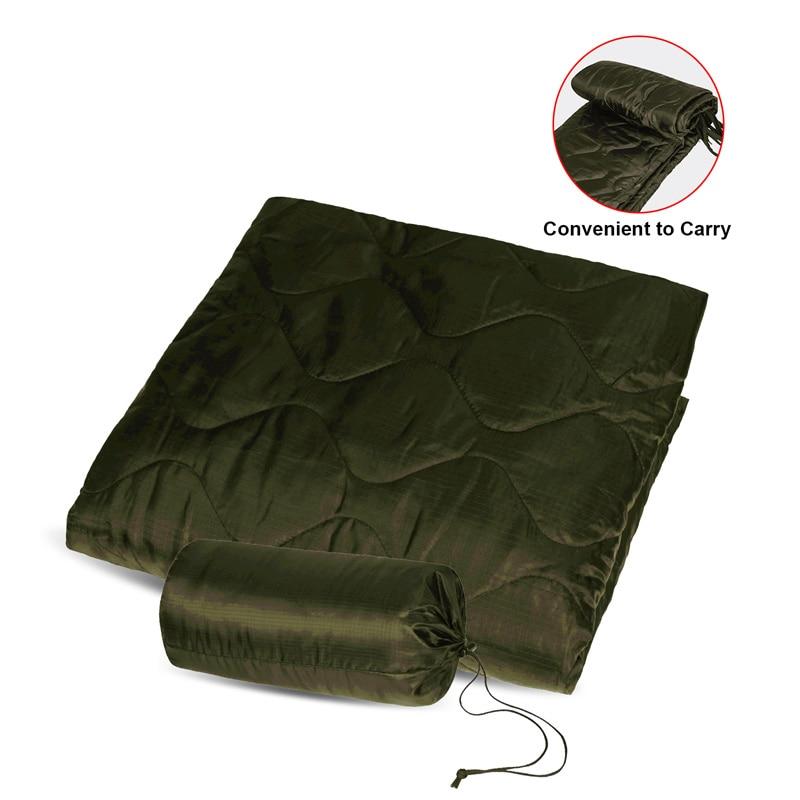 Tactical Army Poncho Liner in camouflage pattern, showcasing its water-repellent fabric and quilted design, ideal for outdoor activities.