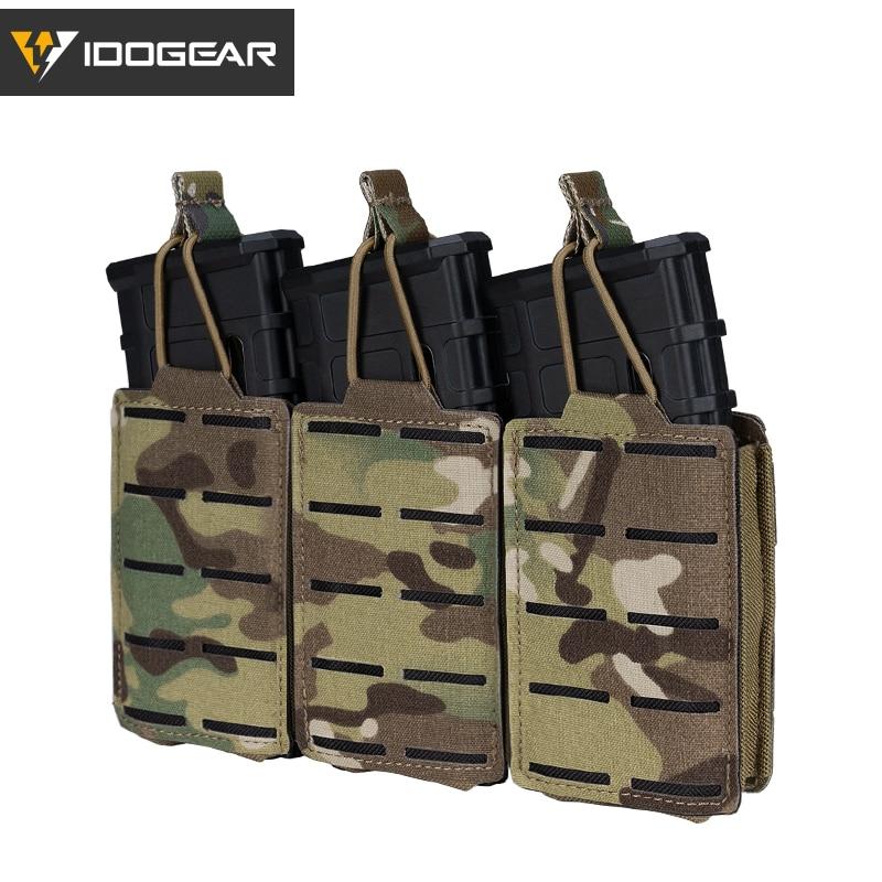 Tactical LSR 556 Mag Pouch in MultiCam color, featuring a triple mag carrier design with laser-cut MOLLE system for secure magazine storage.