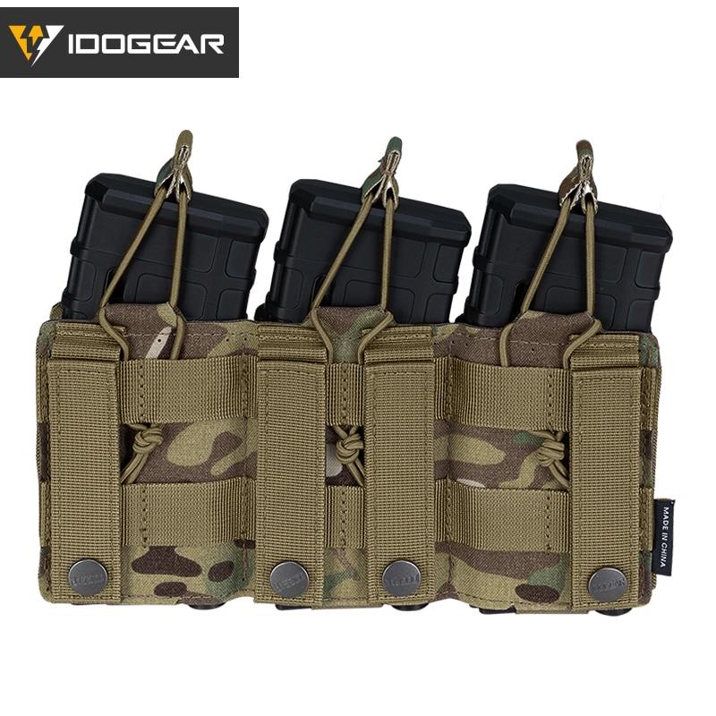 Tactical LSR 9mm 556 Mag Pouch in various colors, showcasing its triple mag carrier design and MOLLE compatibility.