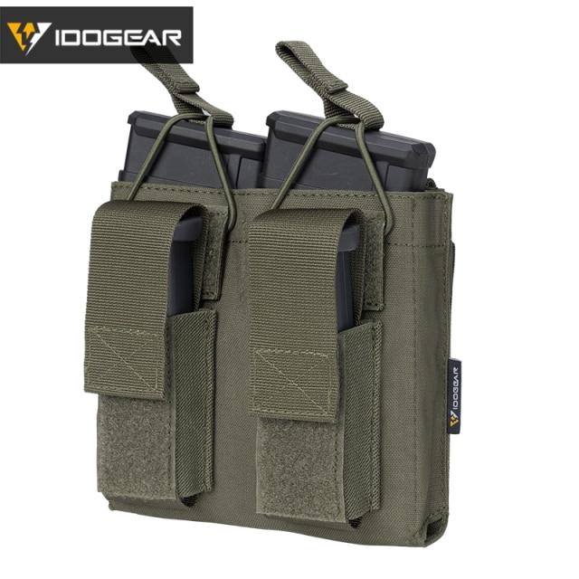Tactical Magazine Pouch in Multicam color, designed for 5.56 and pistol magazines, featuring double open top and MOLLE compatibility.