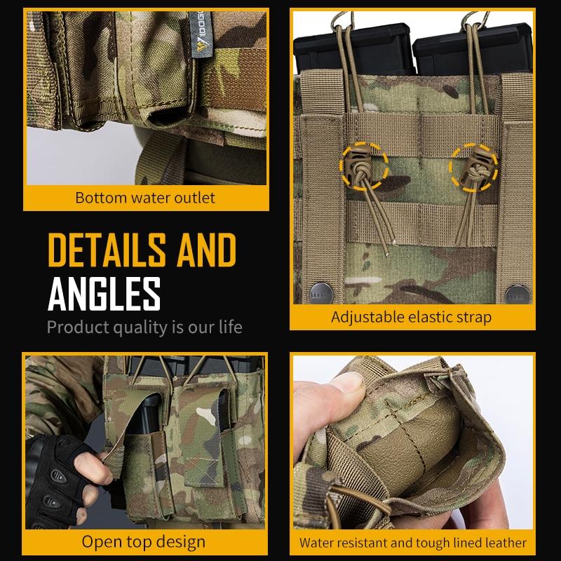 Tactical Magazine Pouch in Multicam color, designed for 5.56 and pistol magazines, featuring double open top and MOLLE compatibility.