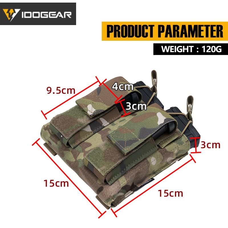 Tactical Magazine Pouch in Multicam color, designed for 5.56 and pistol magazines, featuring double open top and MOLLE compatibility.