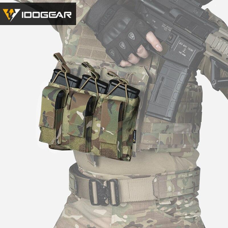 Tactical Magazine Pouch Mag Carrier in Multicam color, designed for 5.56 pistols with triple open top and MOLLE compatibility.