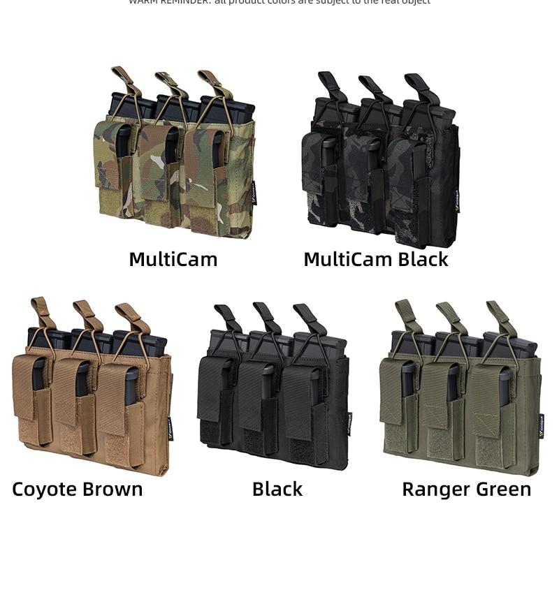 Tactical Magazine Pouch Mag Carrier in Multicam color, designed for 5.56 pistols with triple open top and MOLLE compatibility.