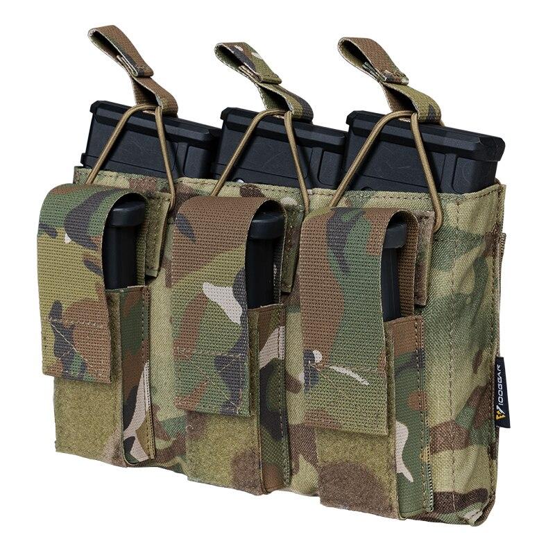 Tactical Magazine Pouch Mag Carrier in Multicam color, designed for 5.56 pistols with triple open top and MOLLE compatibility.
