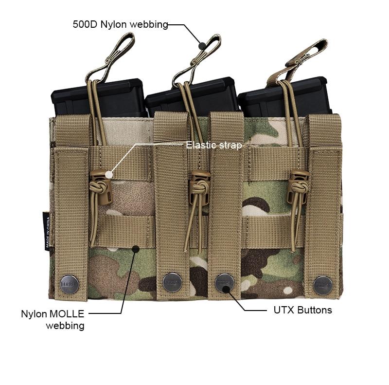 Tactical Magazine Pouch Mag Carrier in Multicam color, designed for 5.56 pistols with triple open top and MOLLE compatibility.