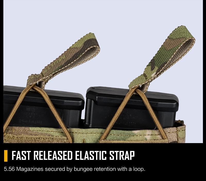 Tactical Magazine Pouch Mag Carrier in Multicam color, designed for 5.56 pistols with triple open top and MOLLE compatibility.