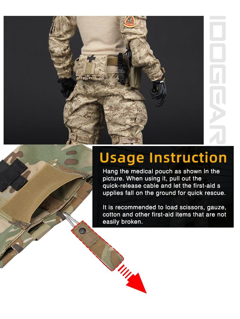 Tactical Medical Pouch Organizer in MultiCam color, showcasing its durable 1000D nylon material and MOLLE compatibility.