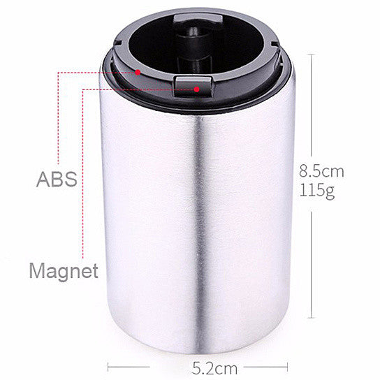 Tailgate Buddy Bottle Opener and Collector, featuring a sleek stainless steel design with a built-in magnet for cap collection, perfect for game nights.