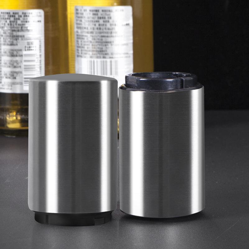 Tailgate Buddy Bottle Opener and Collector, featuring a sleek stainless steel design with a built-in magnet for cap collection, perfect for game nights.