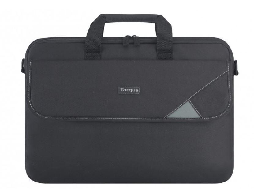 Targus 13-14' Intellect Topload Laptop Case in black, featuring padded compartment and removable shoulder strap.