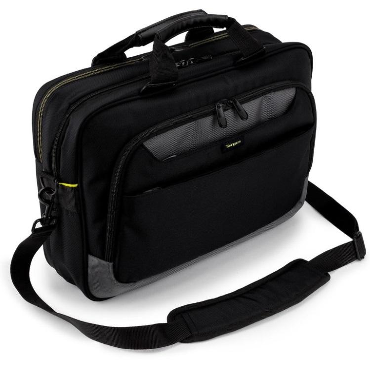 Targus 16-17.3' CityGear Topload Laptop Case in black, showcasing its sleek design and padded compartments.