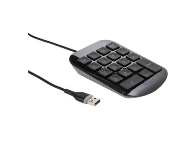 Targus Numeric Keypad with USB cord, designed for PC, Mac, and Chrome, featuring a full-size layout for easy data entry.