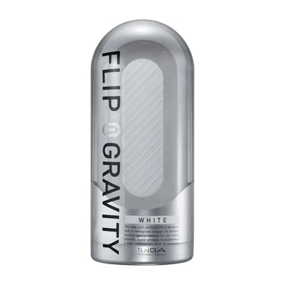 Tenga Flip Zero Gravity White male masturbator with clear case and innovative design for enhanced pleasure.