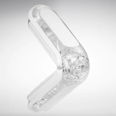 Tenga Flip Zero Gravity White male masturbator with a sleek design and clear case for hygienic storage.