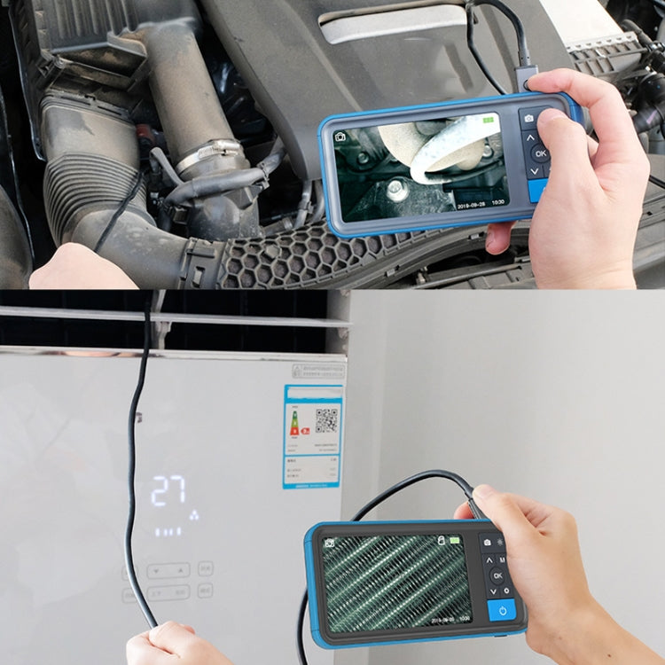 Teslong MS450 Endoscope with 5.5mm camera and 4.5-inch HD screen, showcasing its flexible hose and accessories.