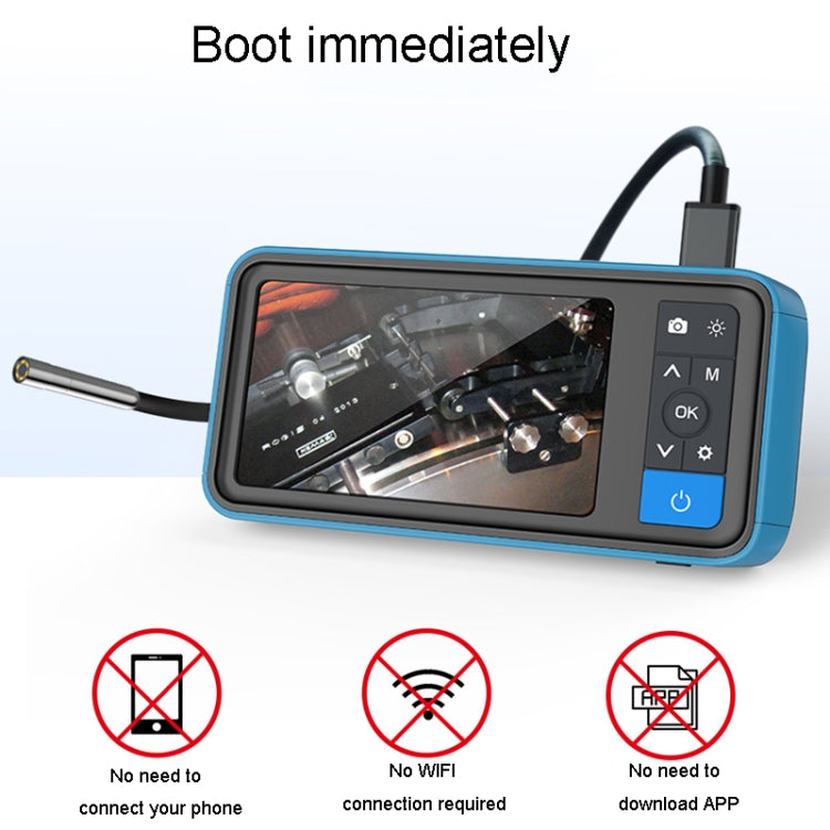 Teslong MS450 Endoscope with 5.5mm camera and 4.5-inch HD screen, showcasing its flexible hose and accessories.