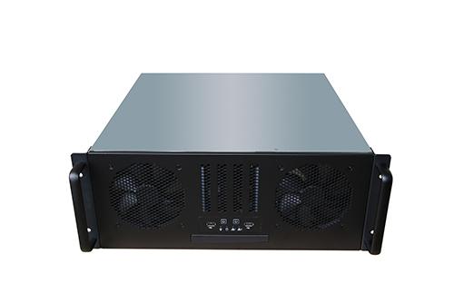 TGC Rack Mountable Server Chassis with 4U design and 4 internal 3.5' drive bays, showcasing its robust structure and compact size.