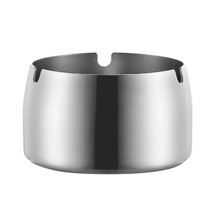 Thickened stainless steel ashtray with a sleek design, featuring a U-shaped groove for unburned cigarettes, ideal for home and restaurant use.