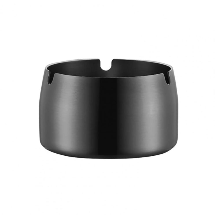 Thickened stainless steel ashtray with a sleek design, featuring a U-shaped groove for unburned cigarettes, suitable for home and restaurant use.