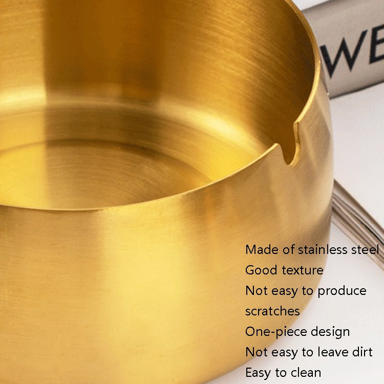 Thickened stainless steel ashtray with a polished finish, featuring a U-shaped groove design for convenience.