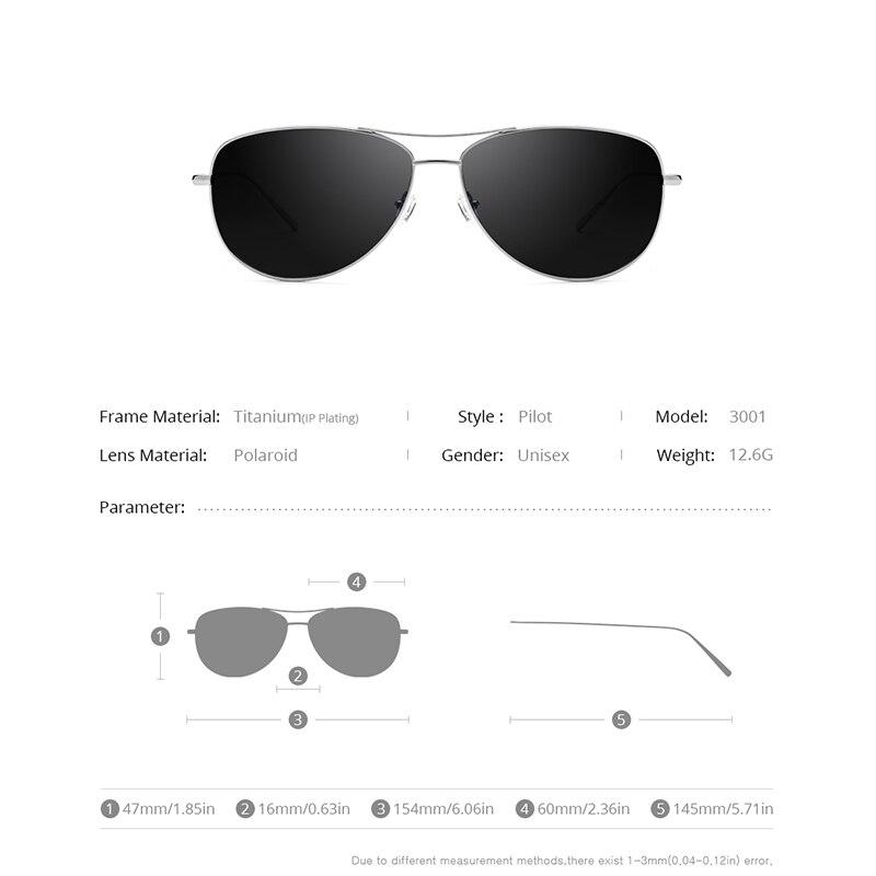 A pair of men's titanium polarized aviator sunglasses with UV400 protection, featuring a sleek design and lightweight frame.