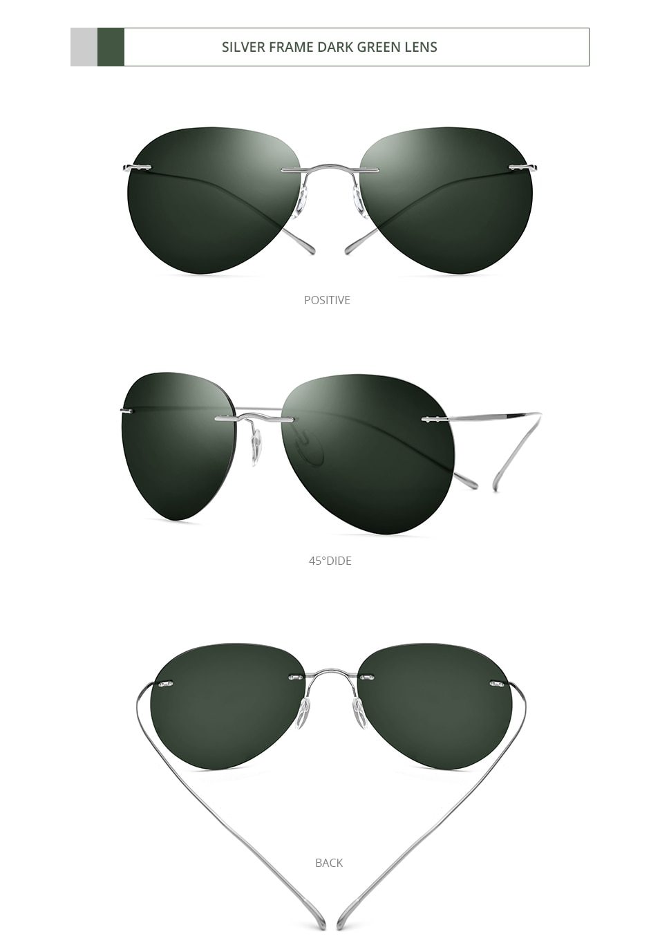 A pair of stylish titanium rimless sunglasses for men, featuring a frameless design and polarized lenses, perfect for outdoor activities.