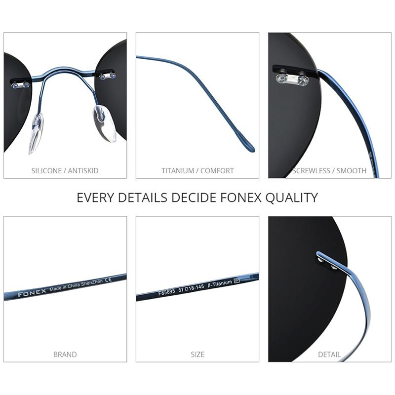 A pair of stylish titanium rimless sunglasses for men, featuring a frameless design and polarized lenses, perfect for outdoor activities.