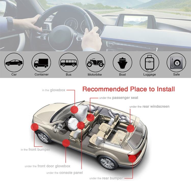 TK209B GPS Tracker for vehicles, showcasing its compact design and connectivity features.