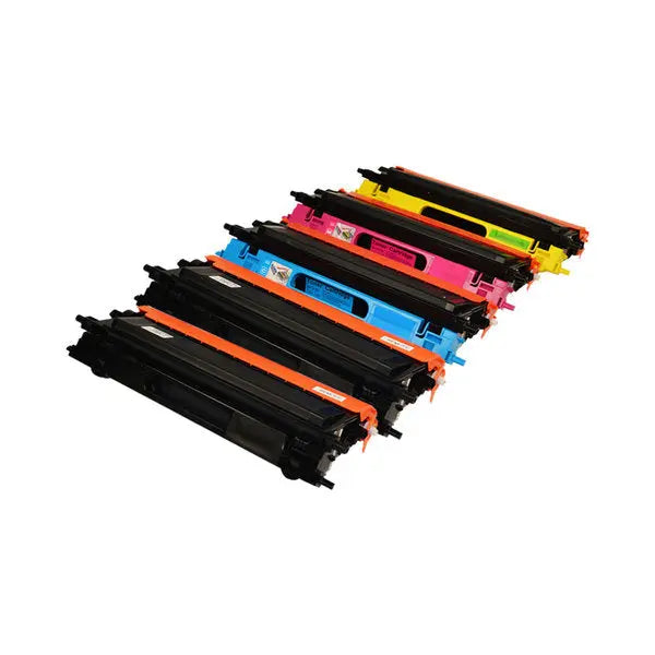 TN-155 Series Generic Toner Set including two black cartridges and three color cartridges, designed for Brother printers.