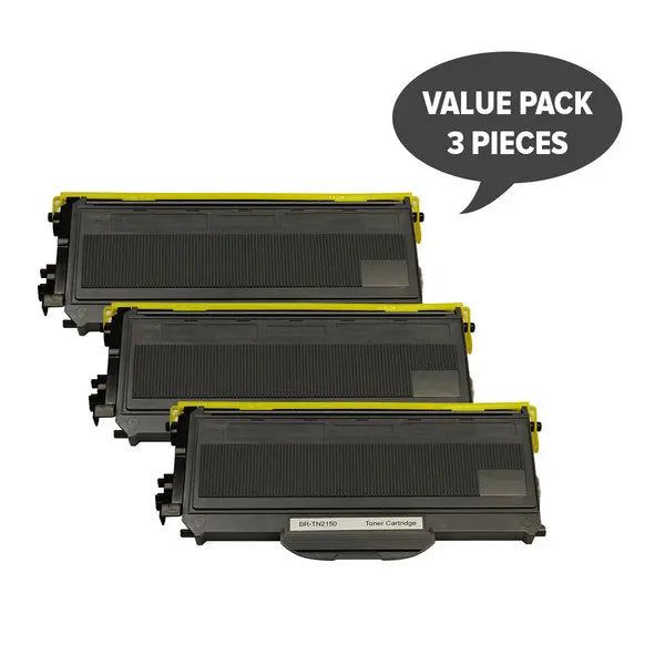 Set of 3 TN-2150 TN360 Black Premium Toner cartridges, designed for high-quality laser printing.