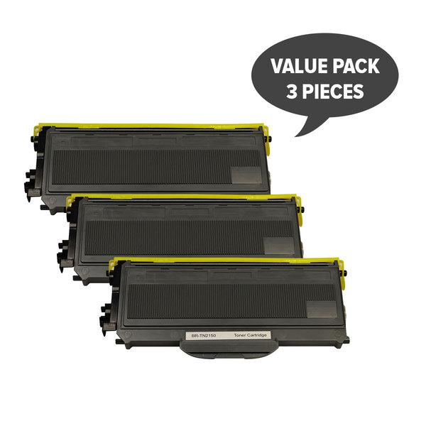 Set of 3 TN-2150 TN360 Black Premium Toner cartridges, designed for high-quality laser printing.