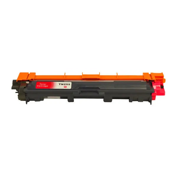 TN-255 Magenta Premium Generic Toner Cartridge, showcasing its vibrant color and design, ideal for high-quality printing.