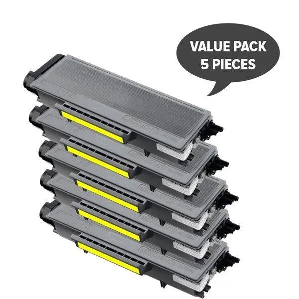 Set of 5 TN-3290 TN-3185 premium generic toner cartridges, showcasing their sleek design and compatibility.