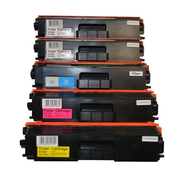 TN-346 Series Premium Generic Toner Set including two black, one cyan, one magenta, and one yellow toner cartridge.