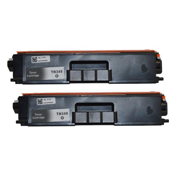TN-349 Black Premium Generic Toner set of 2, featuring two black toner cartridges designed for high-quality printing.