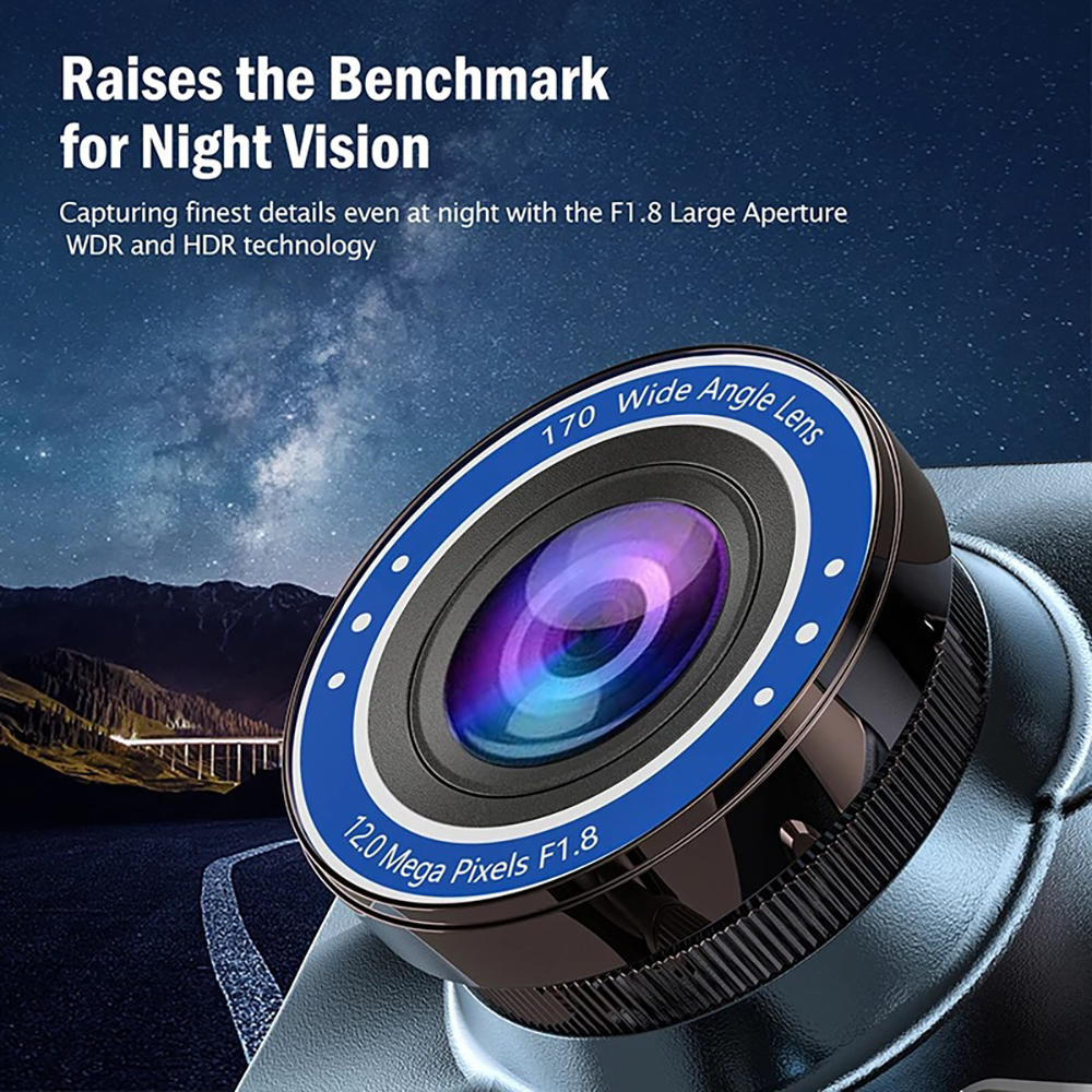 Touch Screen Dash Cam 4" 1080P Dual Lens Car DVR Recorder with front and rear cameras, showcasing a sleek design and large display.